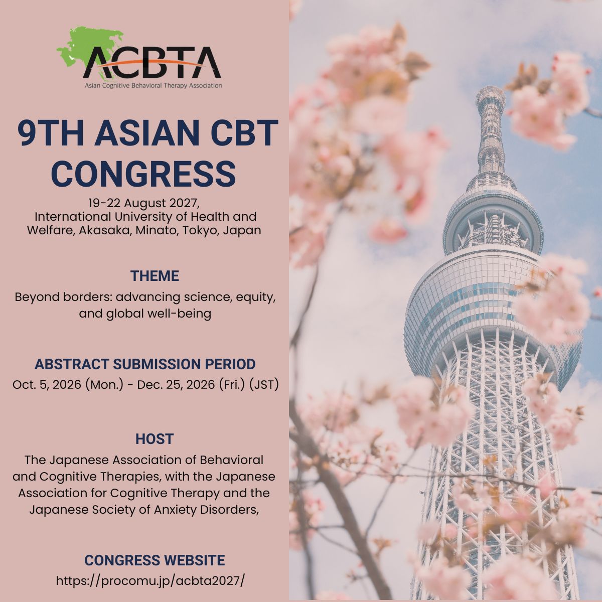 9th Asian CBT Congress, Tokyo 2027